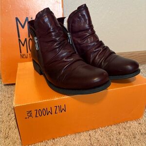 Miz Mooz deep wine leather boots